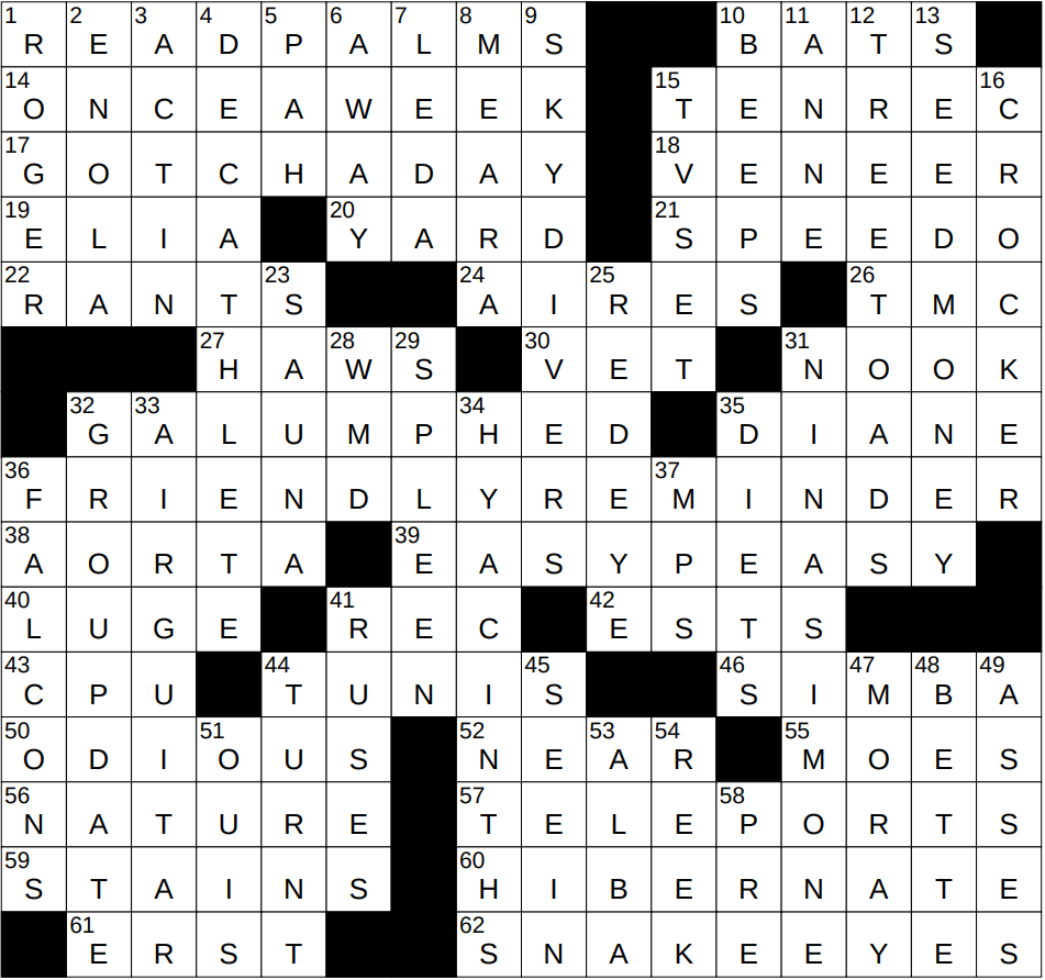 0614 25 NY Times Crossword 14 Jun 25 Saturday NYXCrossword