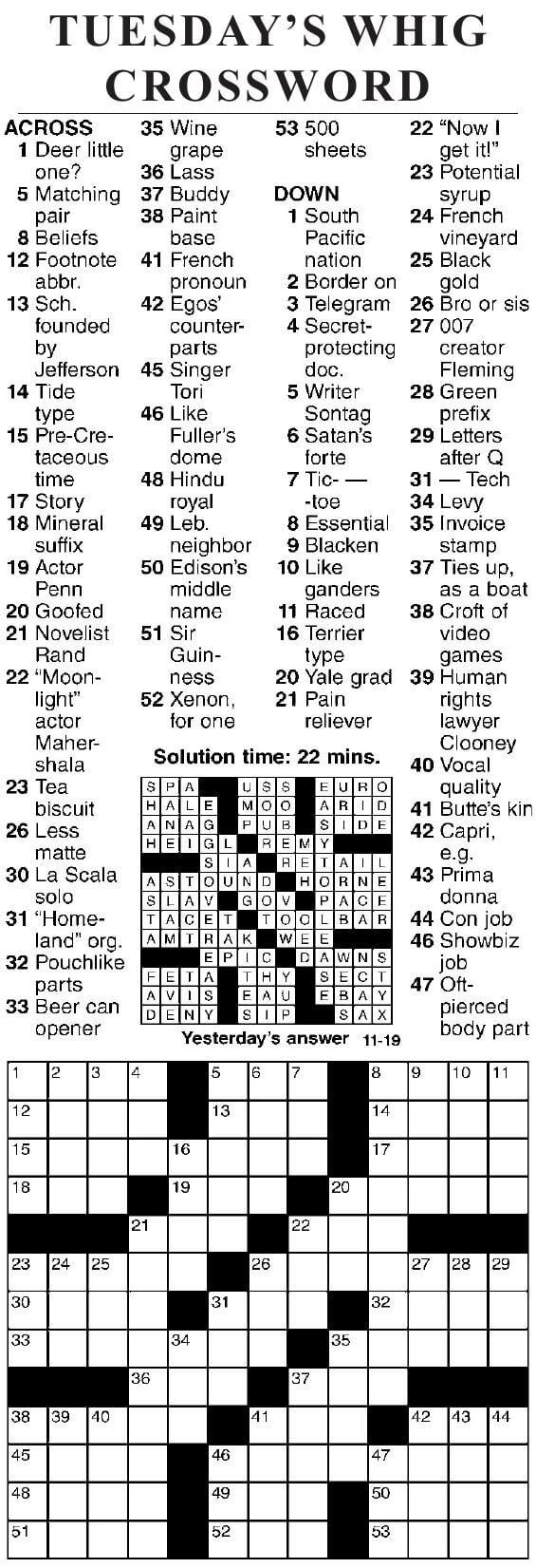 1119 Crossword Crosswords Cecildaily