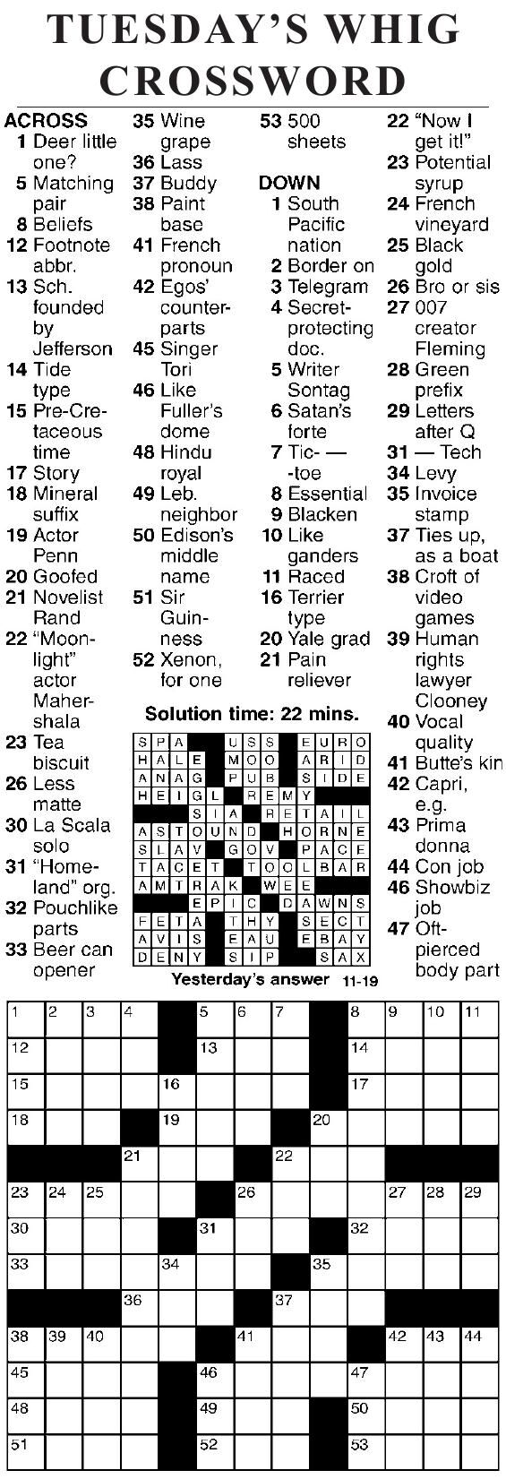 1119 Crossword Crosswords Cecildaily