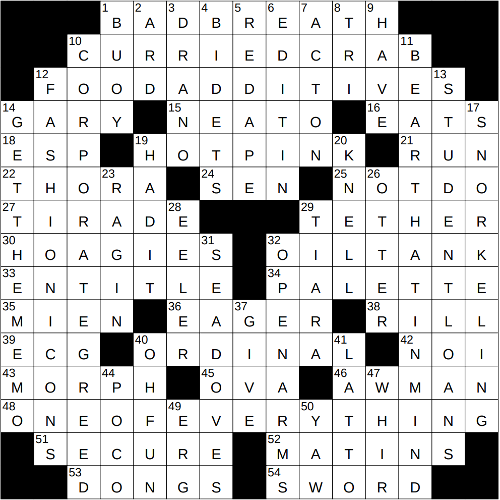 Table Manners Nyt Crossword