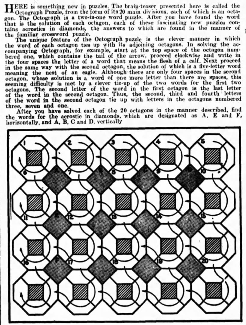 1932 The Year In Crosswords 2 Of 2 T Campbell s Grid