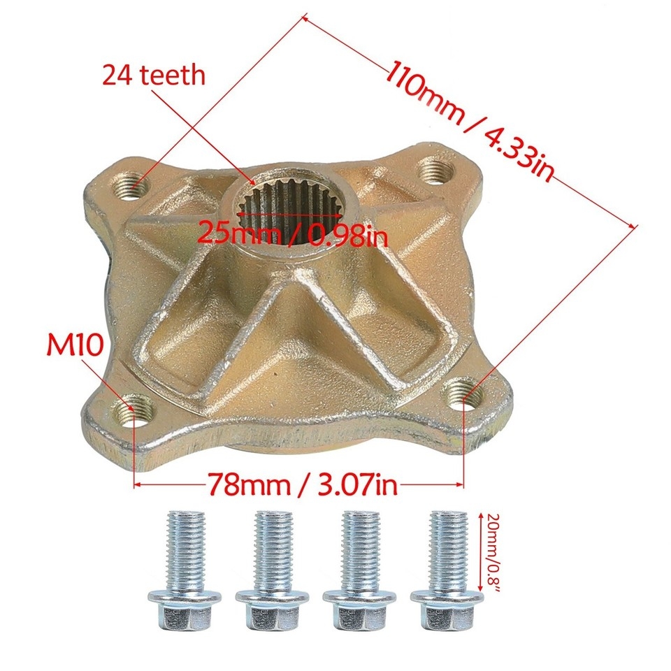 24mm Diameter ATV Kart Hub 24T Spline Rear Axle Wheel Hub For ATV Kart Silver Steel Alloy With 4 M10 Bolts Wheel Hub Crossword Clue