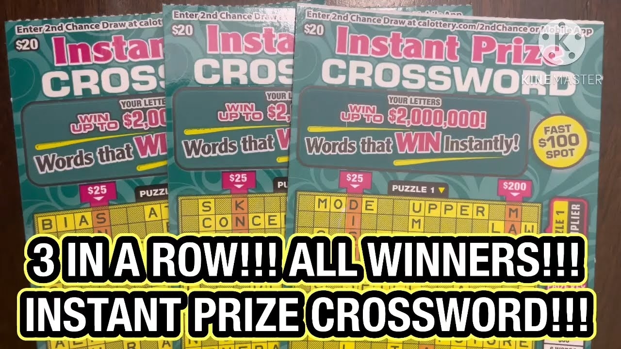 3 IN A ROW ALL WINNERS INSTANT PRIZE CROSSWORD CA Scratchers YouTube