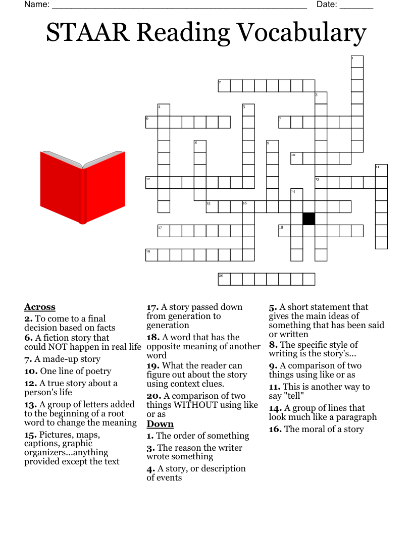 3rd Grade ELA Crossword WordMint