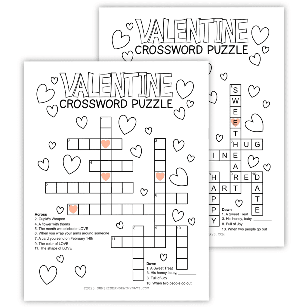 5 Letters Free Printable Valentine Crossword Puzzles Printable Clue 7 Letters