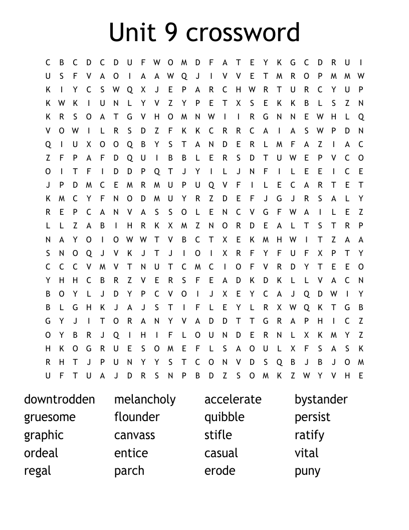 7th Grade 9 Crossword WordMint