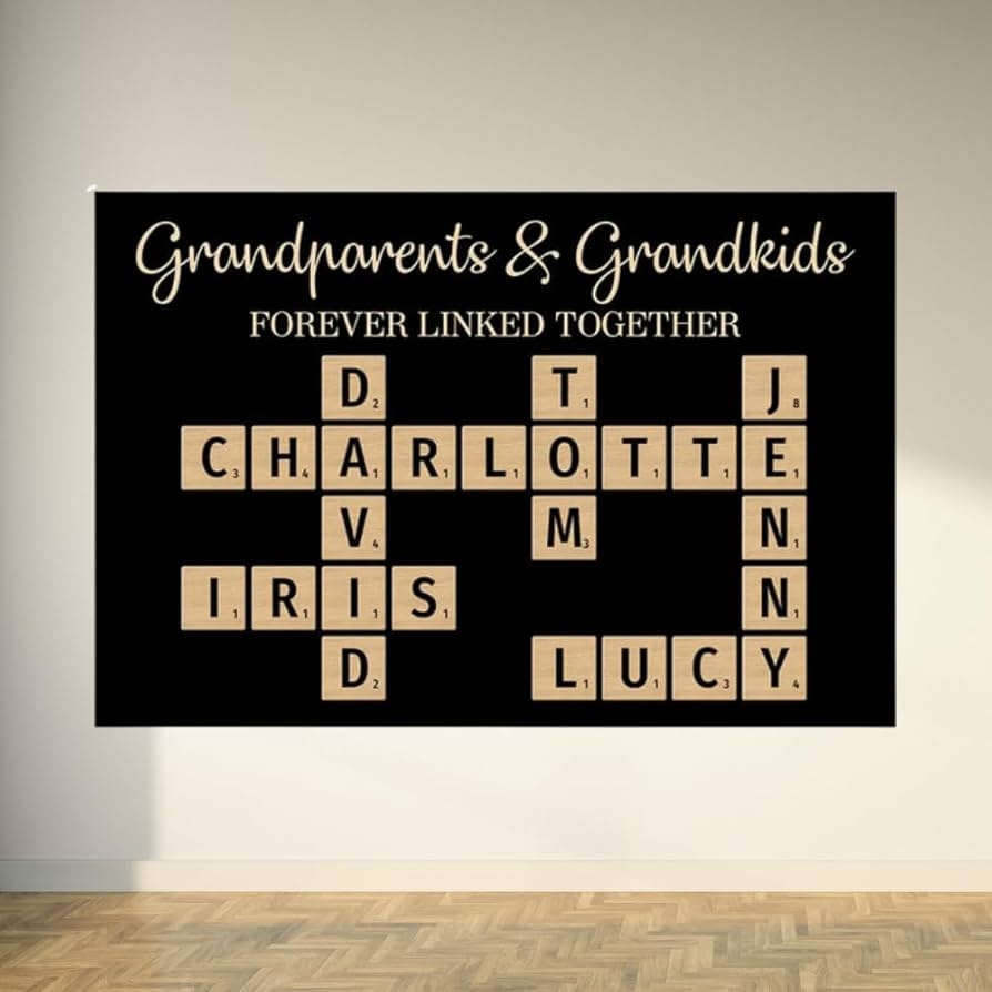 Amazon Grandparents Grandkids Forever Linked Together Crossword Puzzle Personalized Poster Gift For Grandparents Crossword Puzzle Art Created In A Moment Treasured Forever Home Kitchen