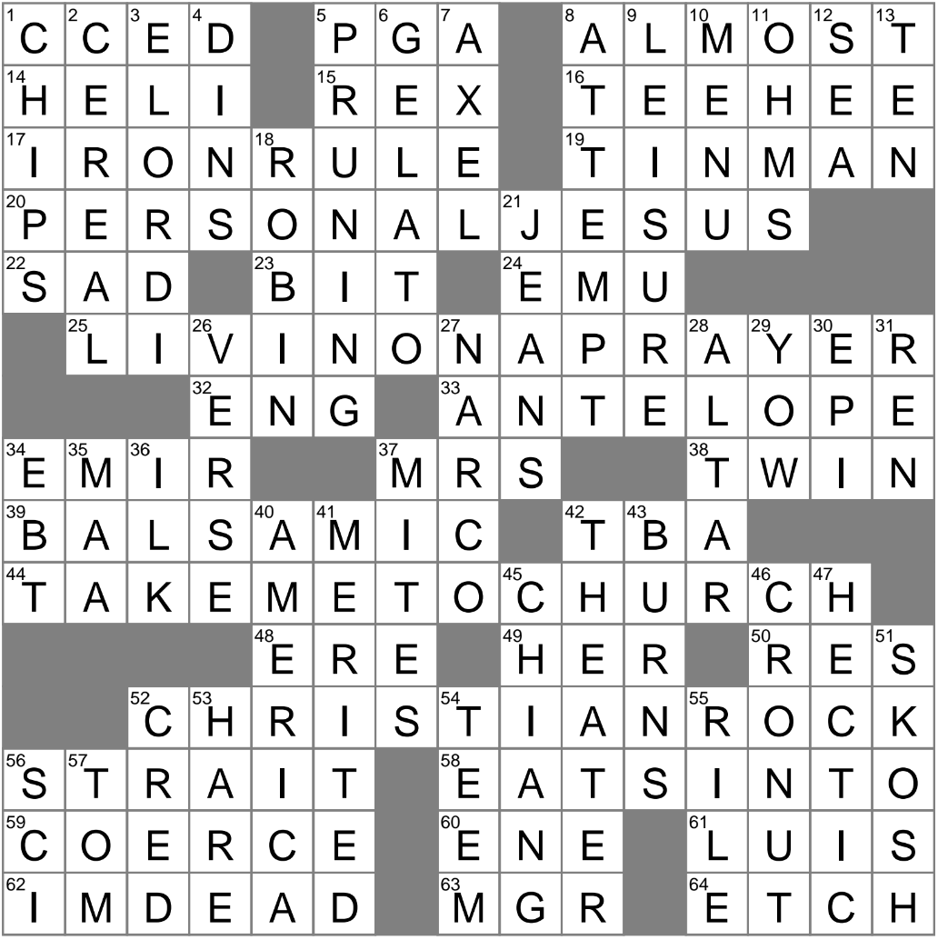 Ambiguous Recipe Amount Crossword