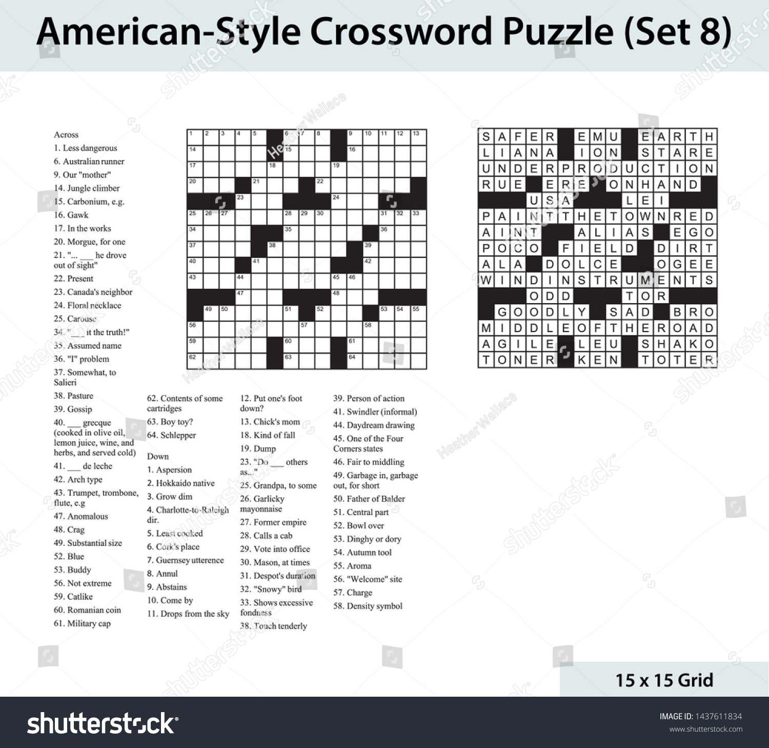 American Crossword Puzzle 15 X 15 Stock Vector Royalty Free 1437611834 Shutterstock