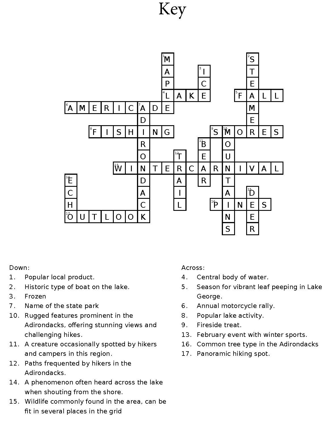 Answer Key Lake George Regional Chamber Of Commerce CVB