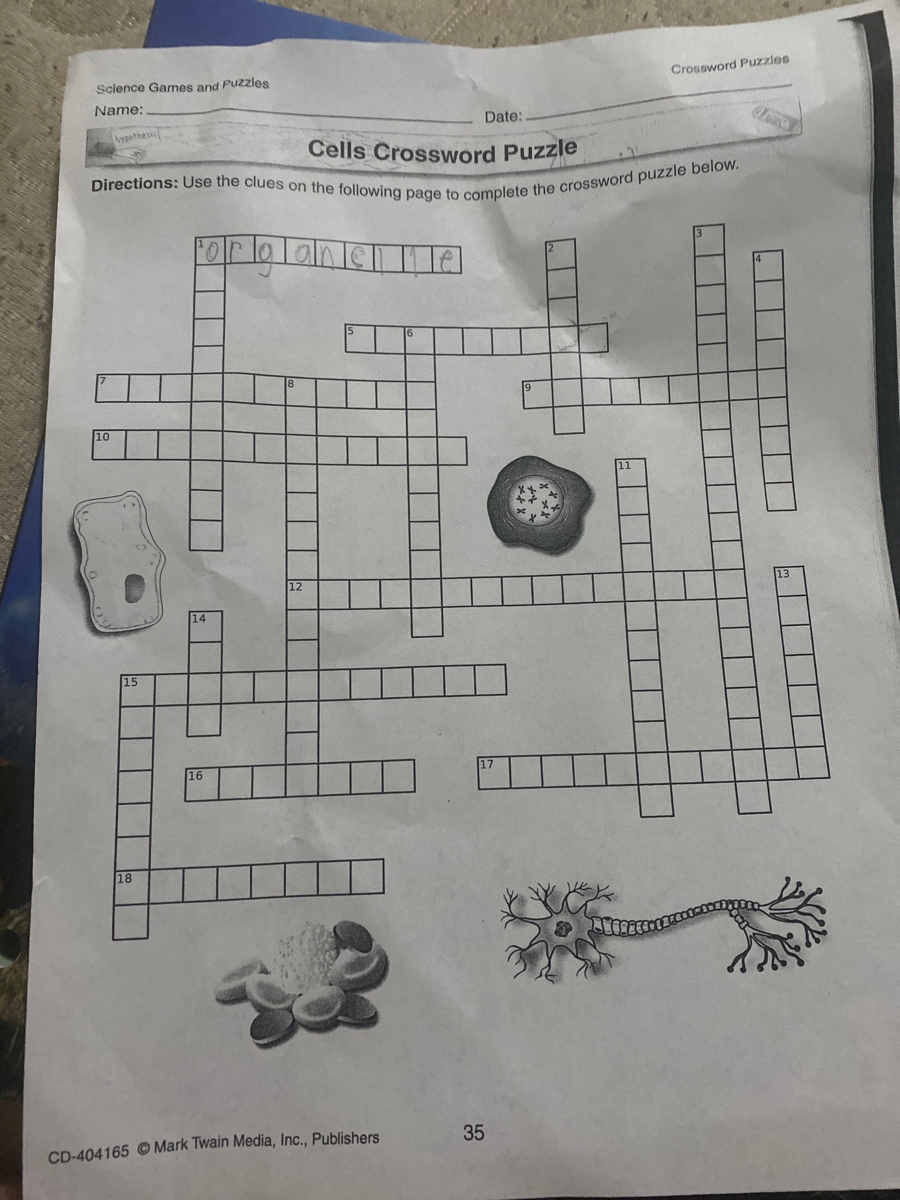 complete the crossword puzzle below science