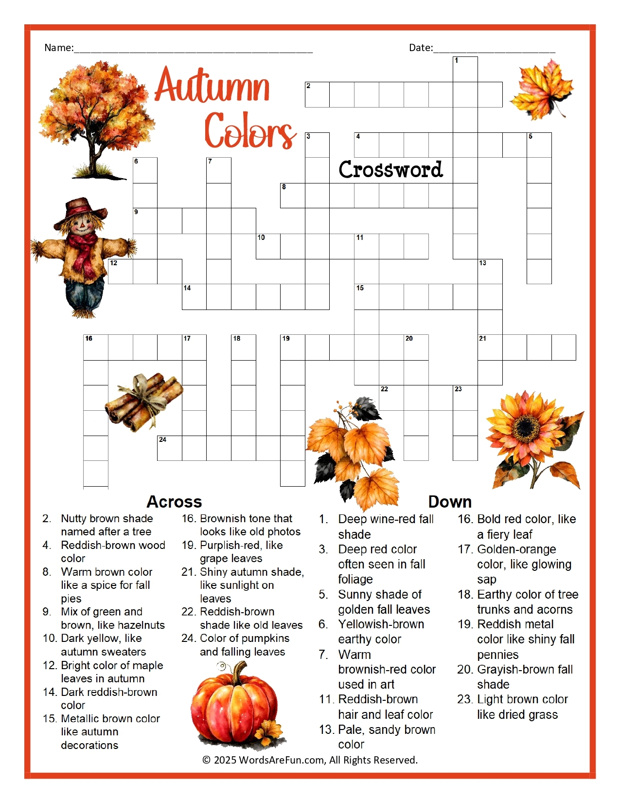 Reddish Brown Crossword