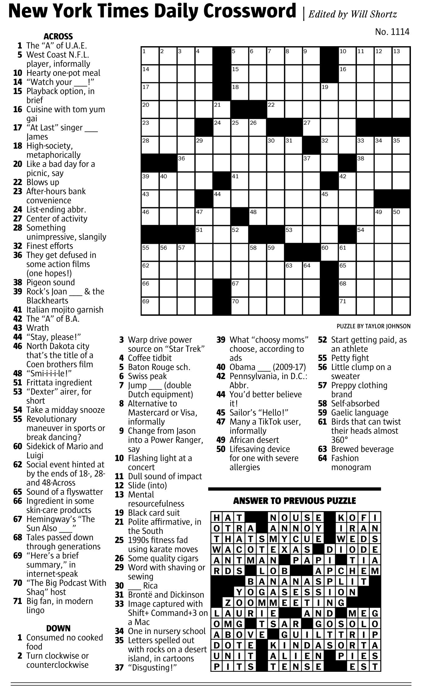 Nytimes Crossword Seattle