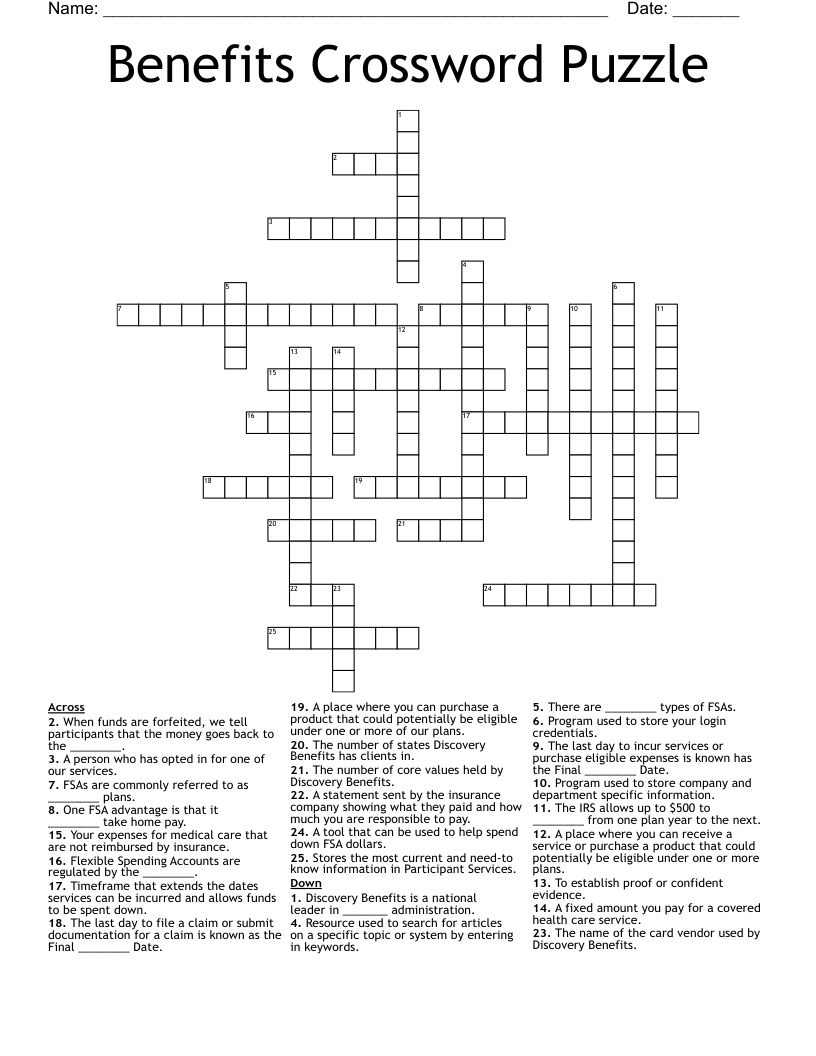 Benefit Crossword Clue