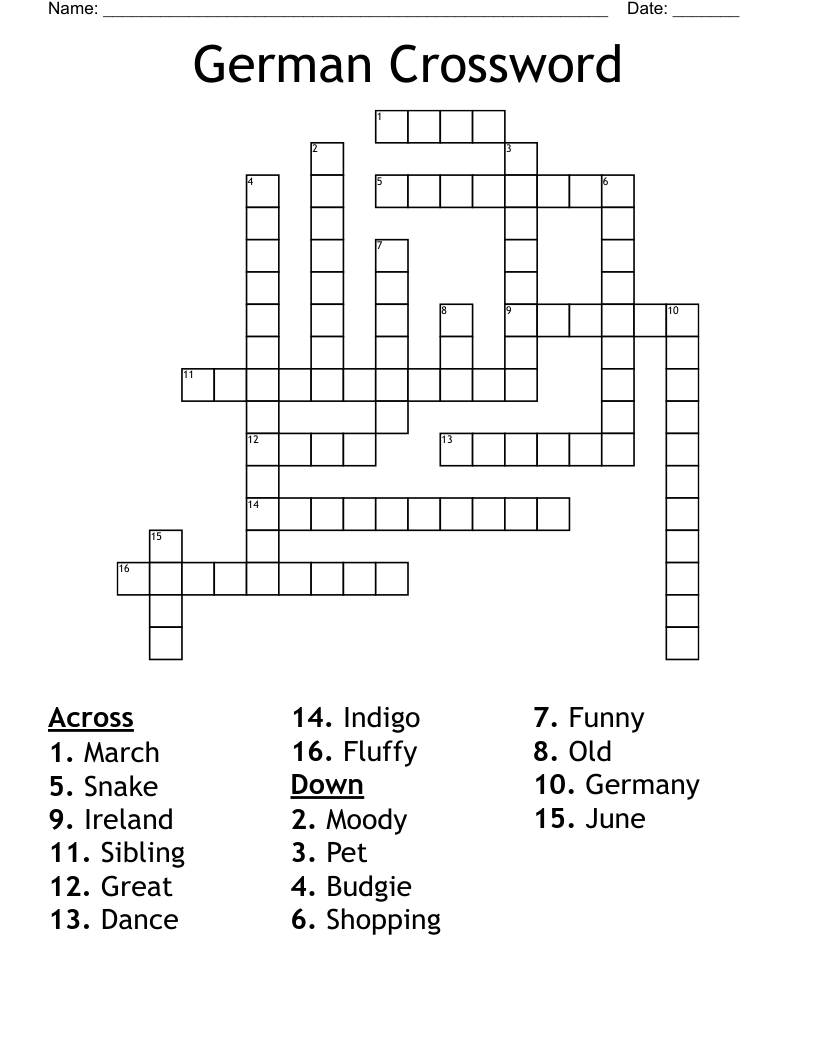 Crossword German Article