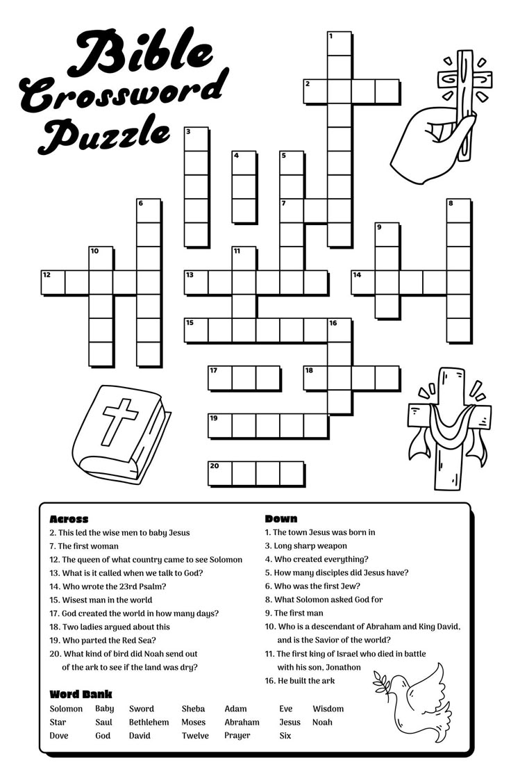 Bible Crossword Puzzles Prinbtable