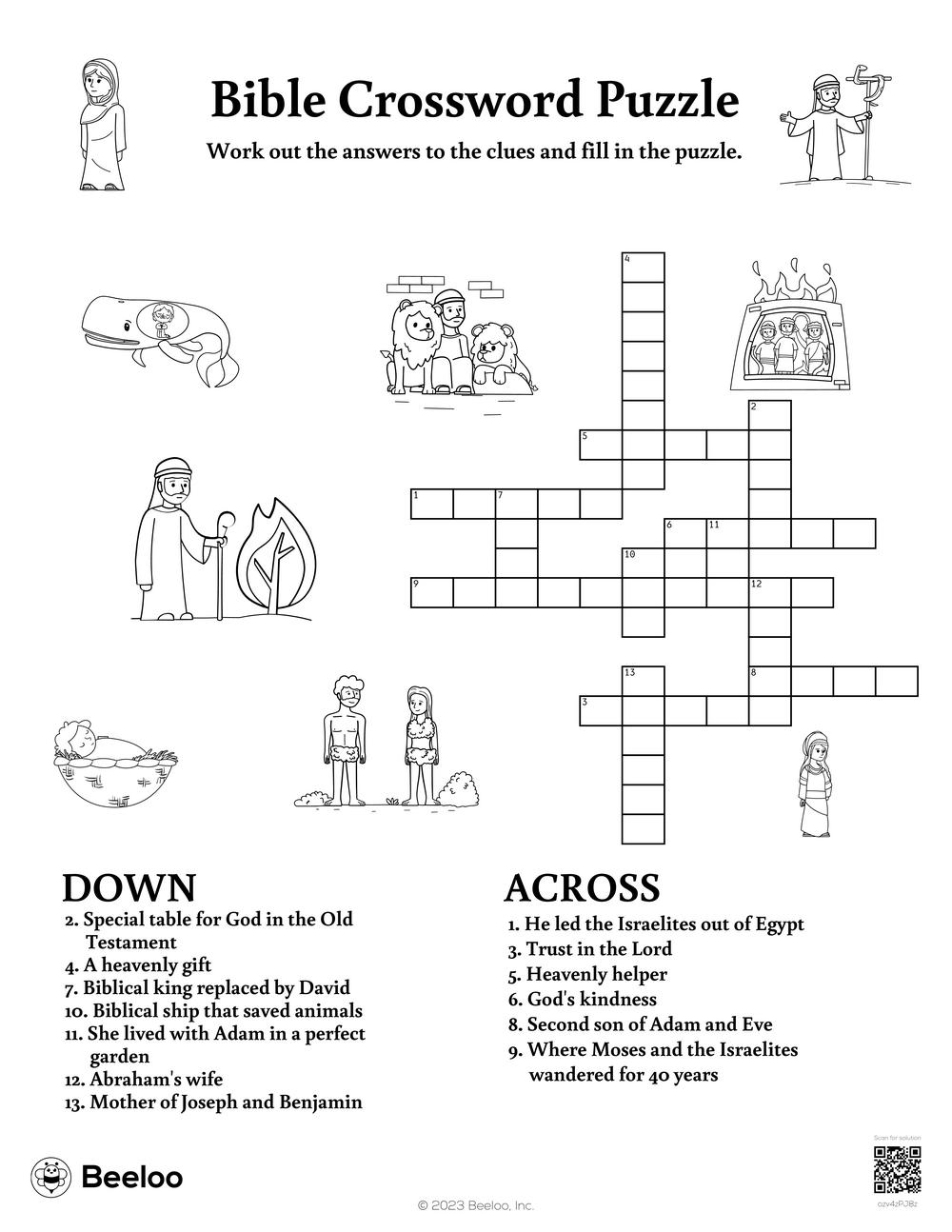 Bible Crossword Puzzle Beeloo Printable Crafts And Activities For Kids