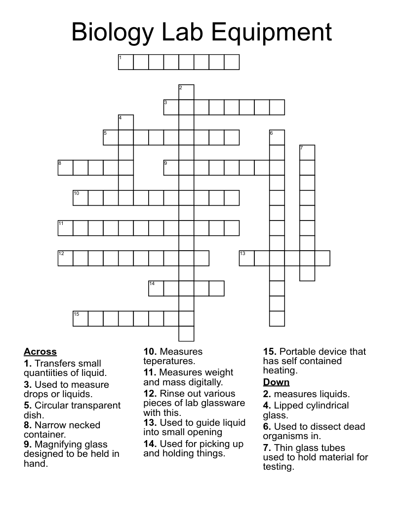 Biology Lab Equipment Crossword WordMint