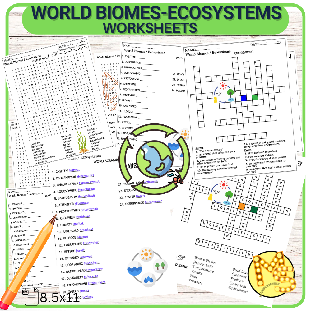 Biomes And Ecosystems Worksheets Crossword Word Scramble Word Search Quiz Made By Teachers Biomes And Ecosystems Worksheets Crossword Word Scramble Word Search Quiz Made By Teachers