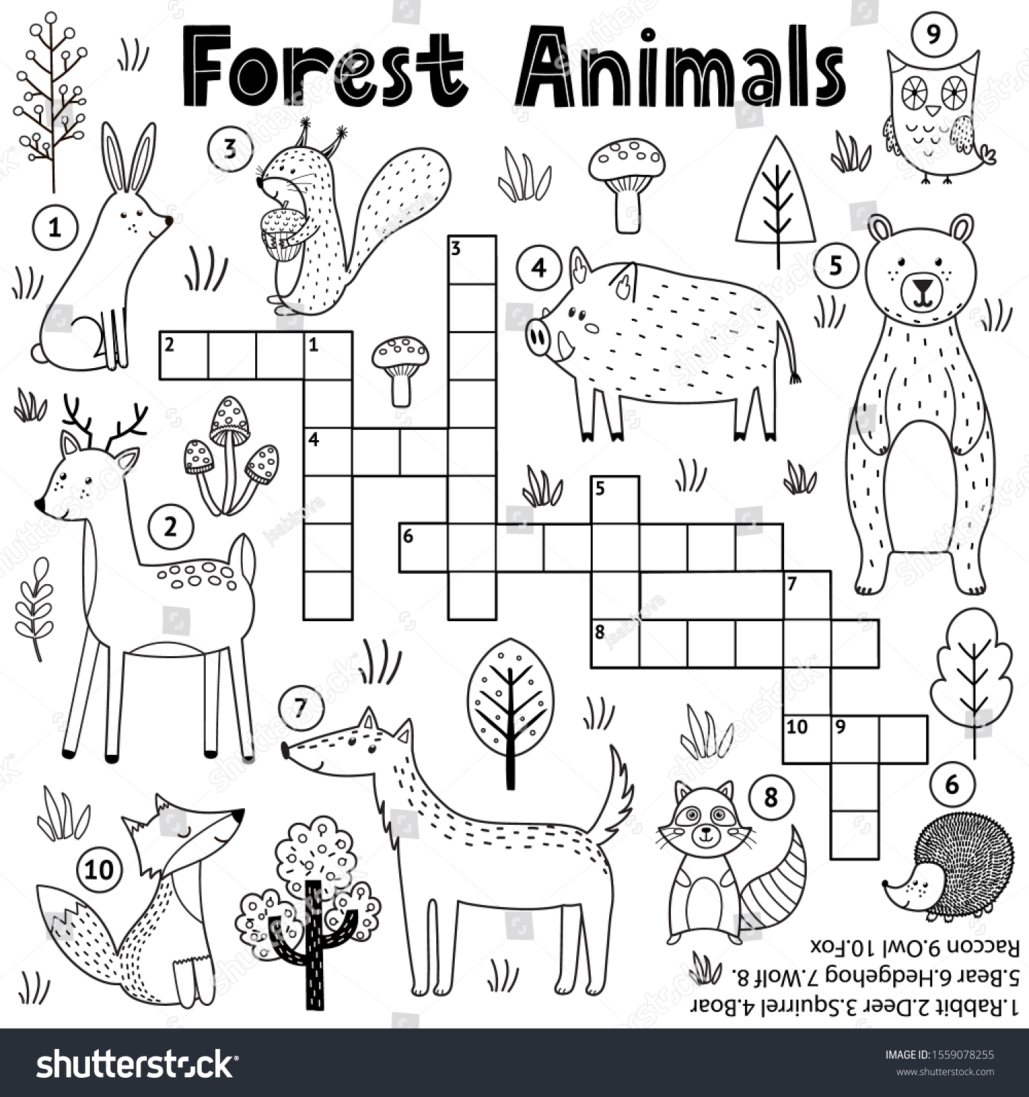 Black White Crossword Kids Forest Animals Stock Vector Royalty Free 1559078255 Shutterstock Black White Crossword Kids Forest Animals Stock Vector Royalty Free 1559078255 Shutterstock