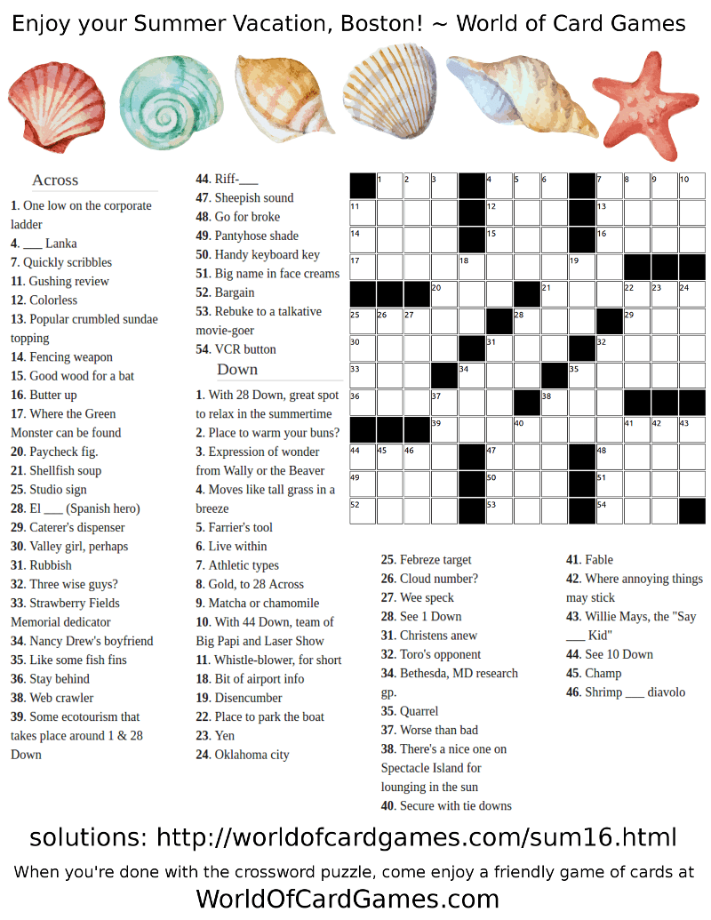 Boston Summer Puzzles June 2016 Boston Summer Puzzles June 2016