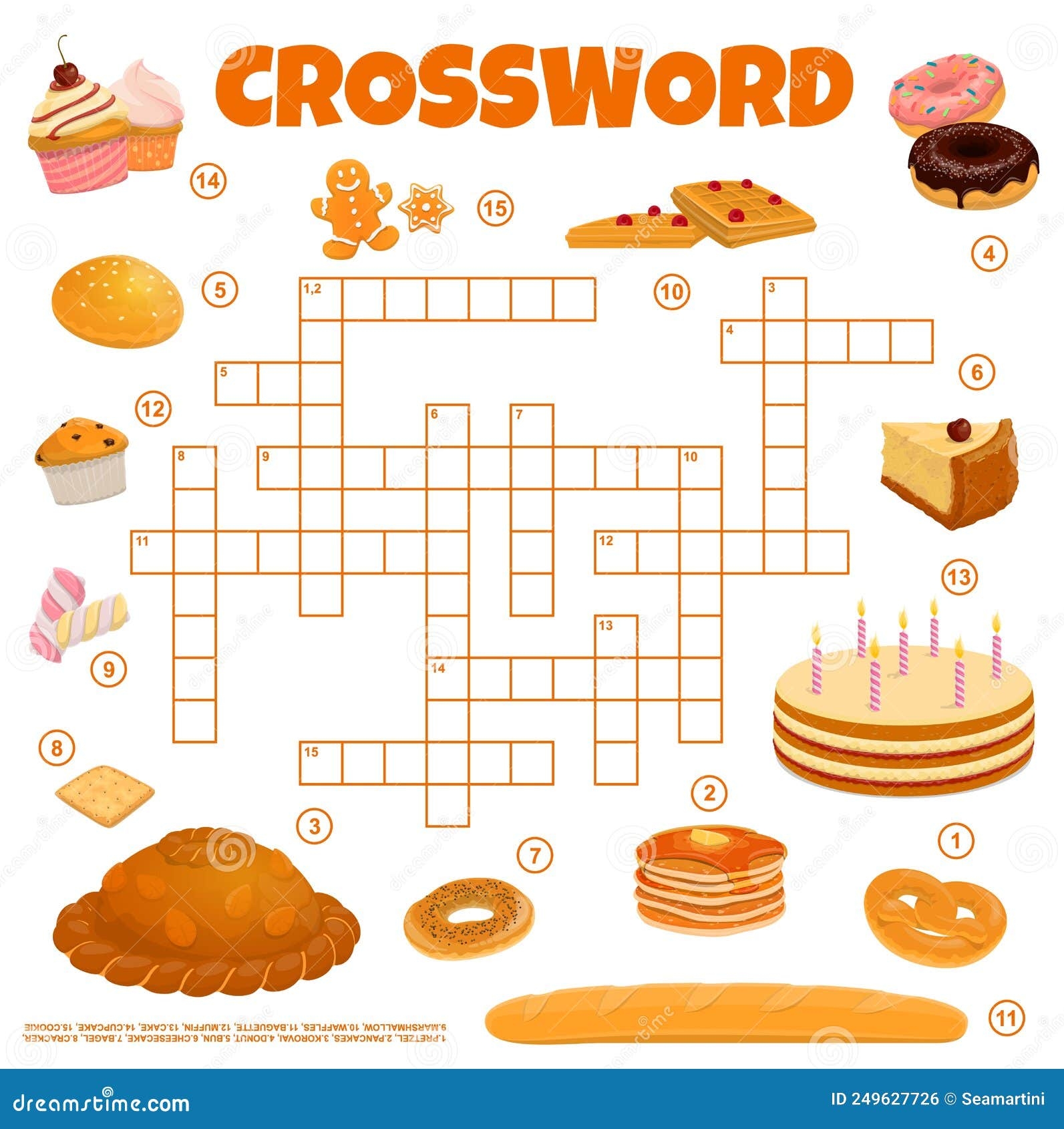 Bread Bakery Or Confectionery Crossword Grid Game Stock Vector Illustration Of Biscuit Riddle 249627726