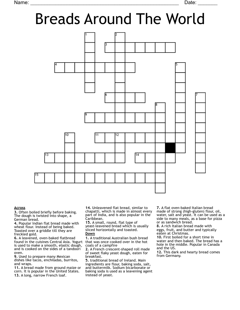Tandoori Flatbread Crossword