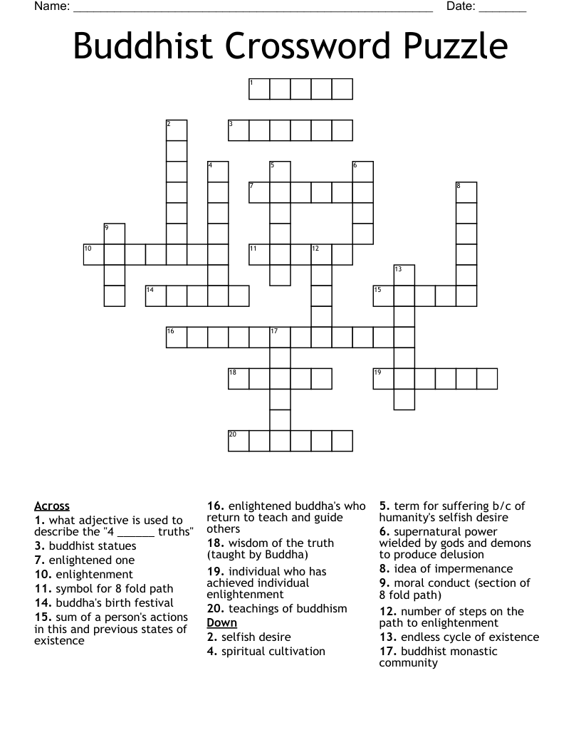 Buddhist Symbols Crossword