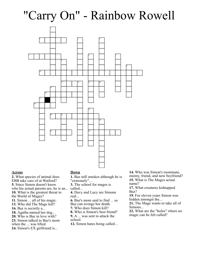 Carry On Crossword