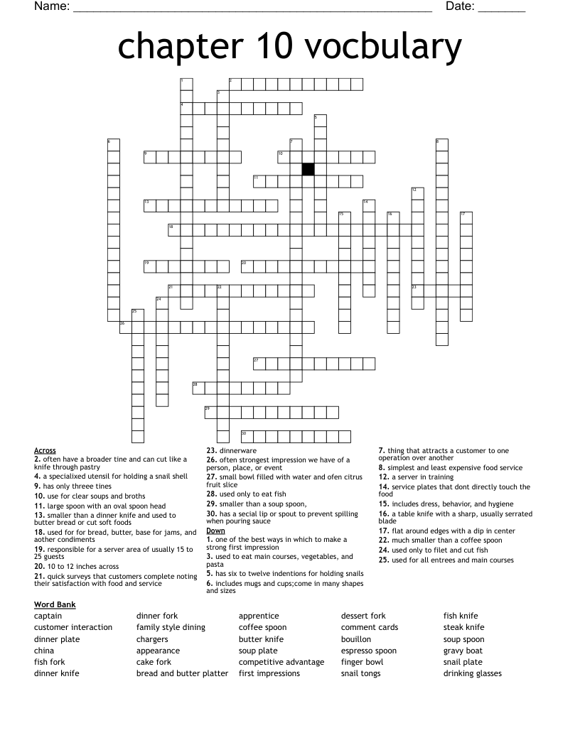 Chapter 10 Vocbulary Crossword WordMint Chapter 10 Vocbulary Crossword WordMint