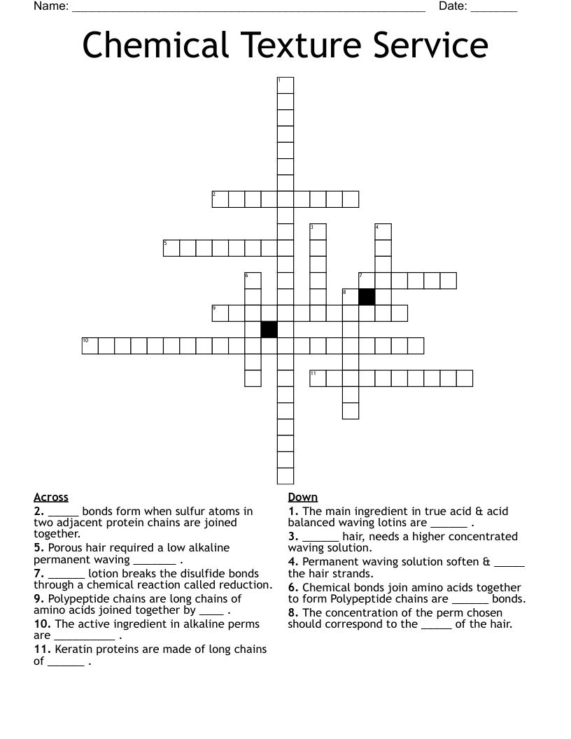 Chemical Texture Service Crossword WordMint