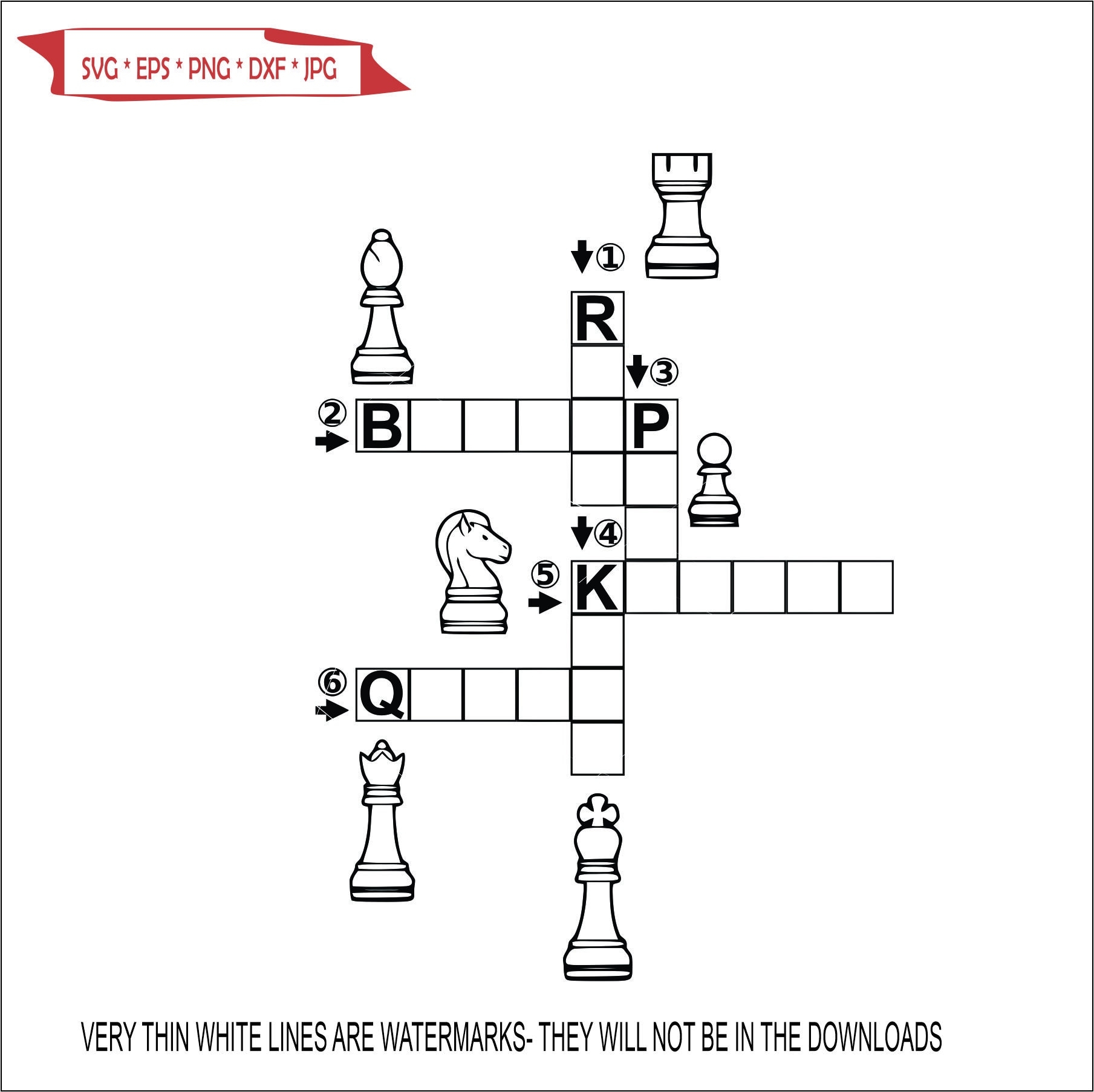 Chess Pieces King Queen Knight Horse Crossword Puzzle Board Game Stalemate Sport 2 People Clipart Digital Download Eps dxf png jpeg svg Etsy Australia