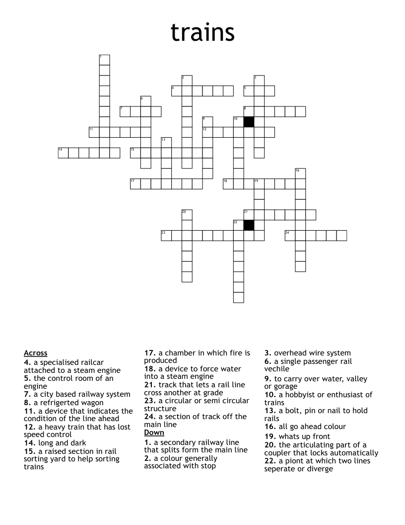 Chicago Trains Crossword