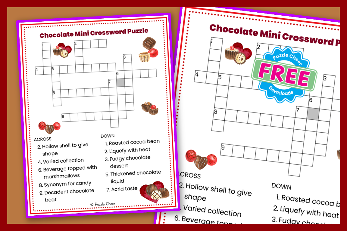 Chocolate Mini Crossword Puzzle Puzzle Cheer
