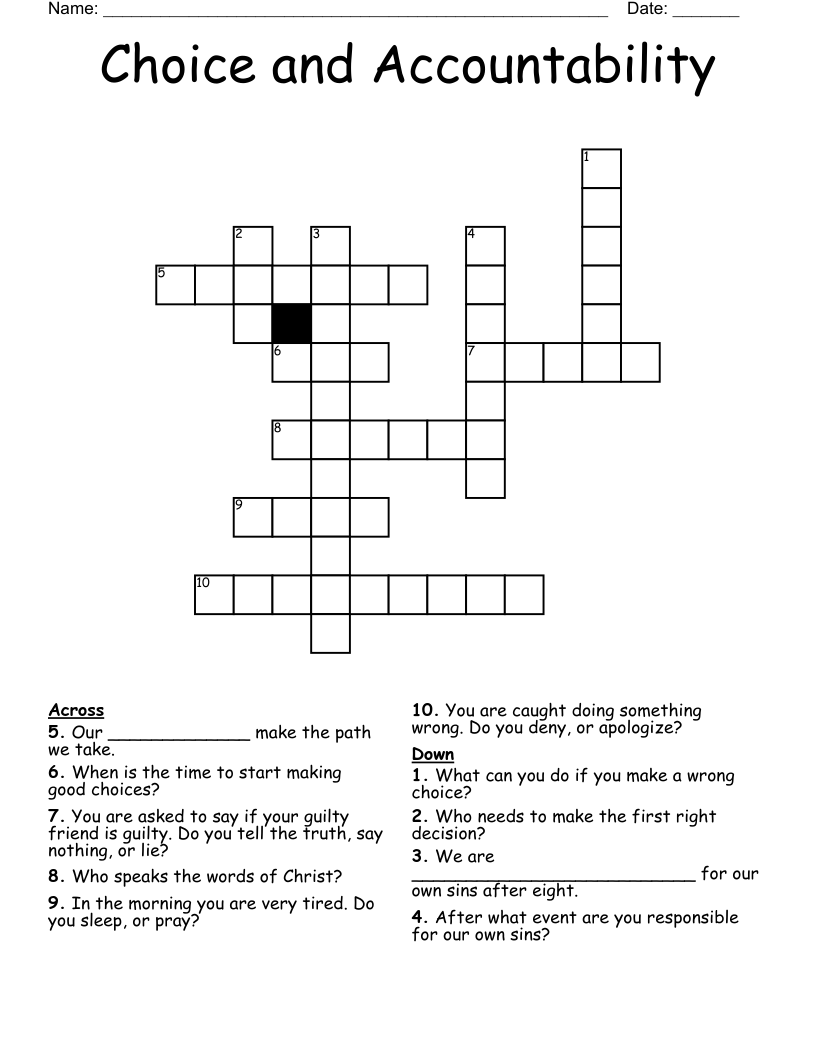 Make A Choice Crossword