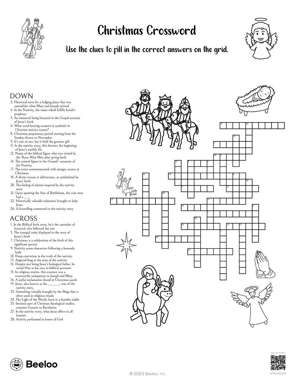 Christmas Crossword Beeloo Printable Crafts And Activities For Kids
