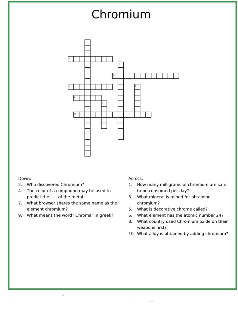 Chromium Crossword IUPAC 100