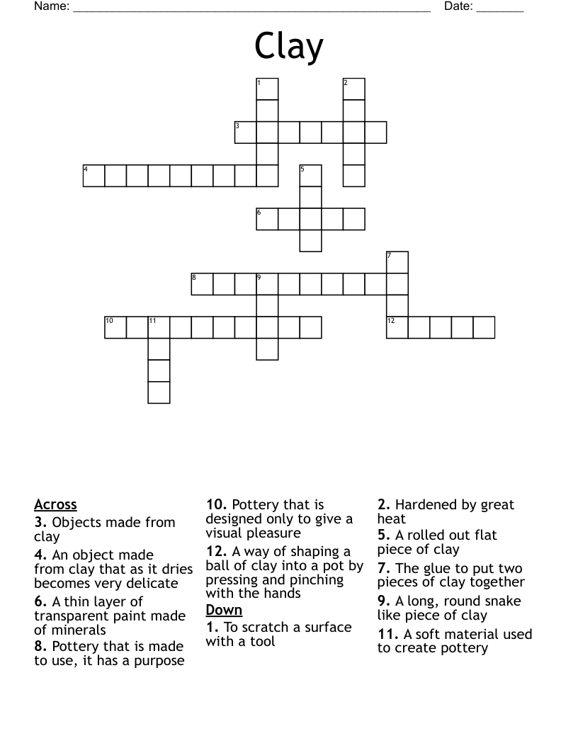 Clay Crossword WordMint Clay Crossword WordMint