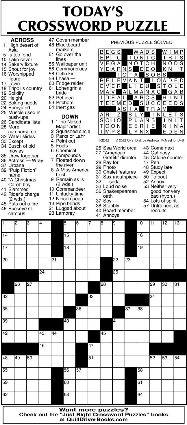Crossword By McMeel 1 22 Messenger inquirer