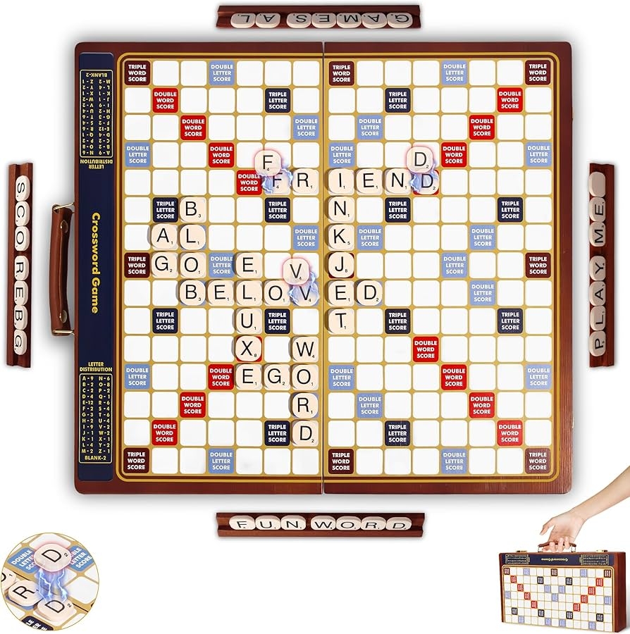 Crossword Game With Magnetic Letter Tiles Foldable Board Into Portable Carry Case Luxury Edition Word Building Game With Rotating Wooden Board Educational Family Game For 2 4 Players Board Games Amazon Canada Crossword Game With Magnetic Letter Tiles Foldable Board Into Portable Carry Case Luxury Edition Word Building Game With Rotating Wooden Board Educational Family Game For 2 4 Players Board Games Amazon Canada