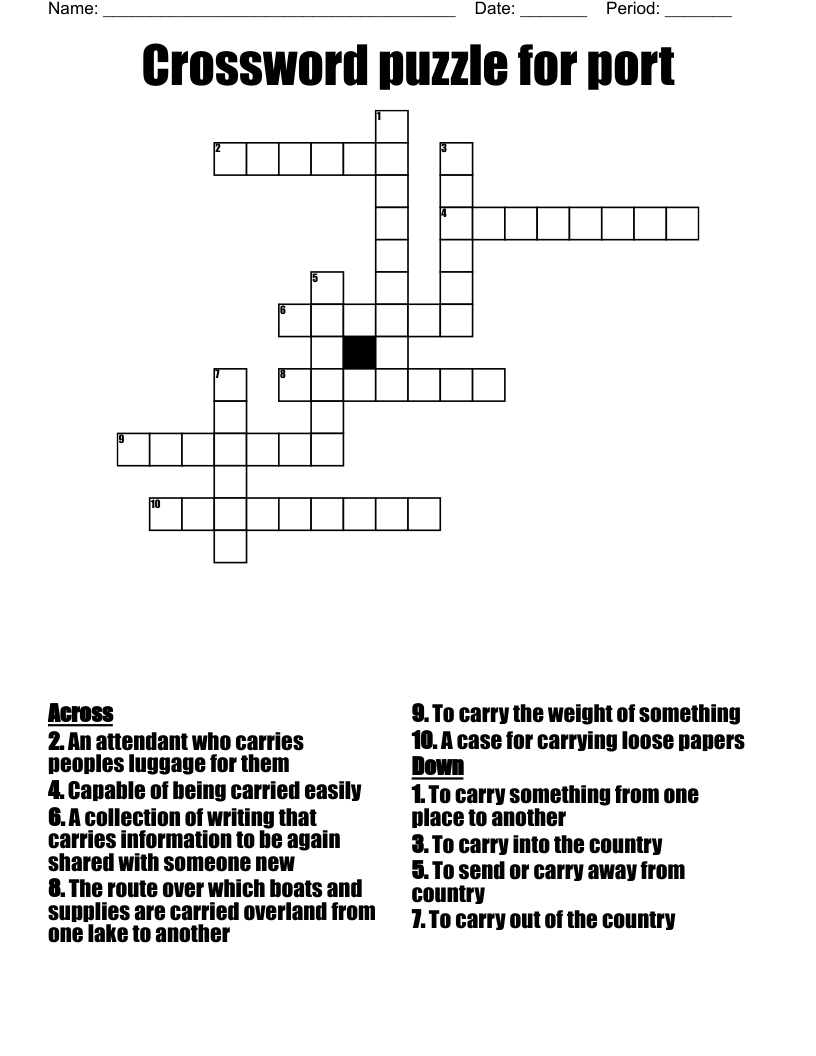 Crossword Puzzle For Port WordMint Crossword Puzzle For Port WordMint