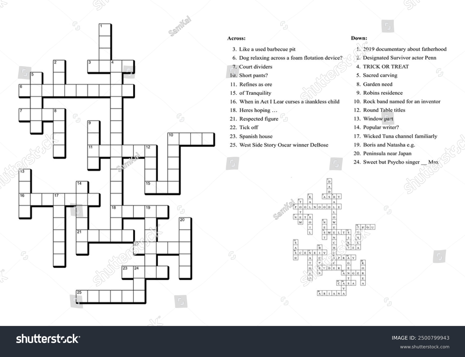 Crossword Puzzle Game Clues Solution Stock Vector Royalty Free 2500799943 Shutterstock