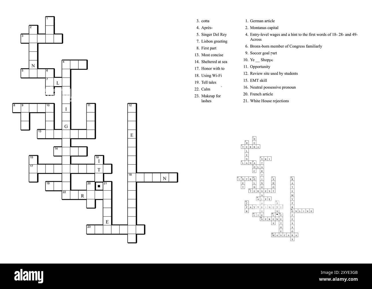 Crossword Puzzle Game With Clues And Solution Stock Vector Image Art Alamy