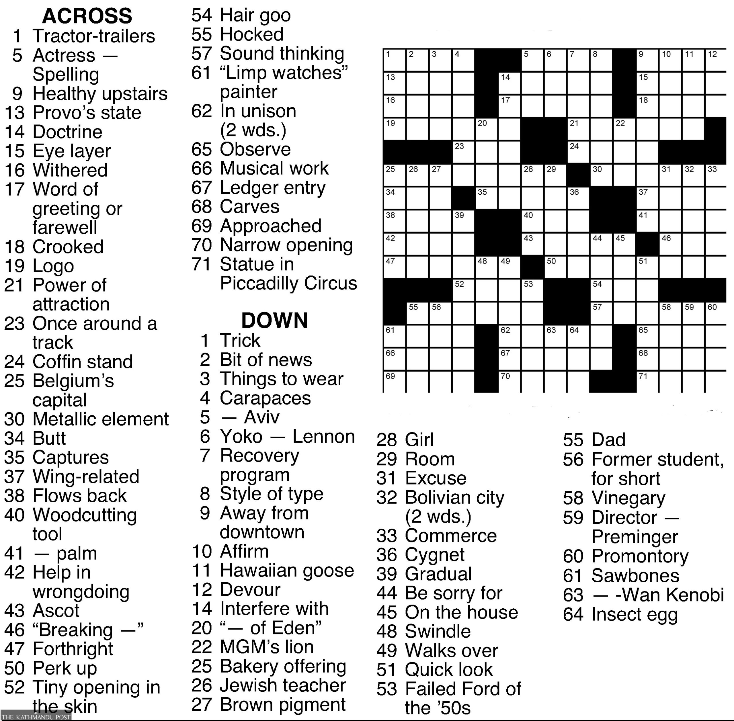 Crossword Puzzle The Kathmandu Post