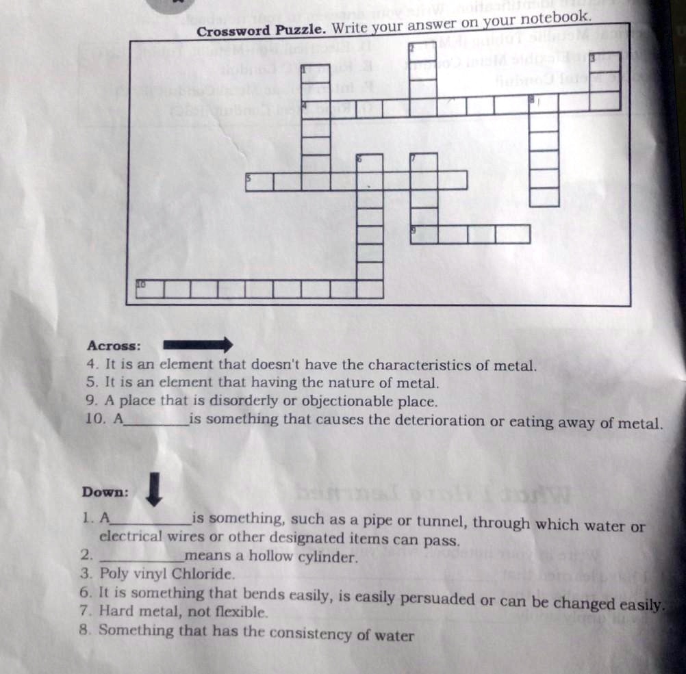 metallic element crossword