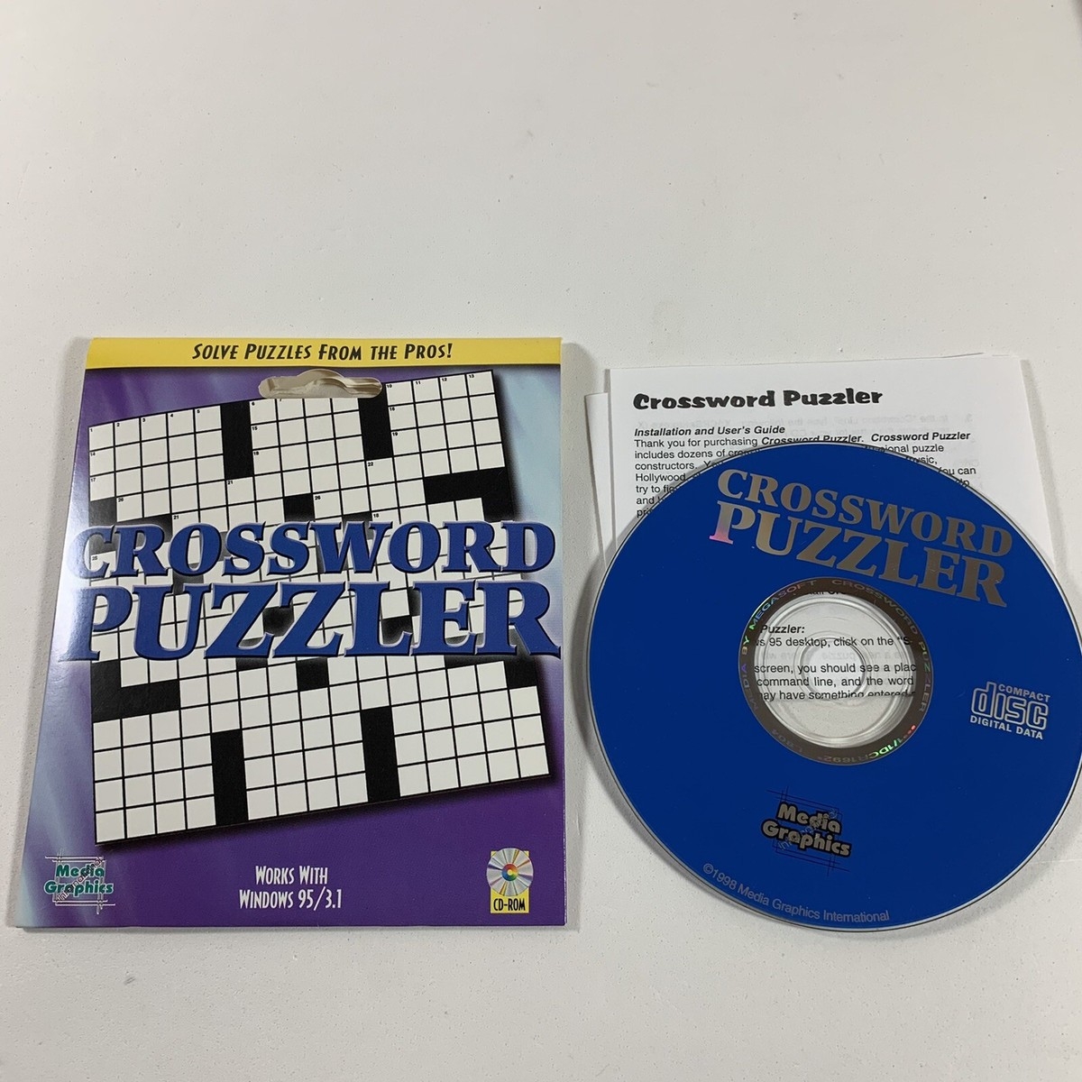 Crossword Puzzler PC CD ROM Media Graphics Vintage 1998 Crossword Puzzles EBay