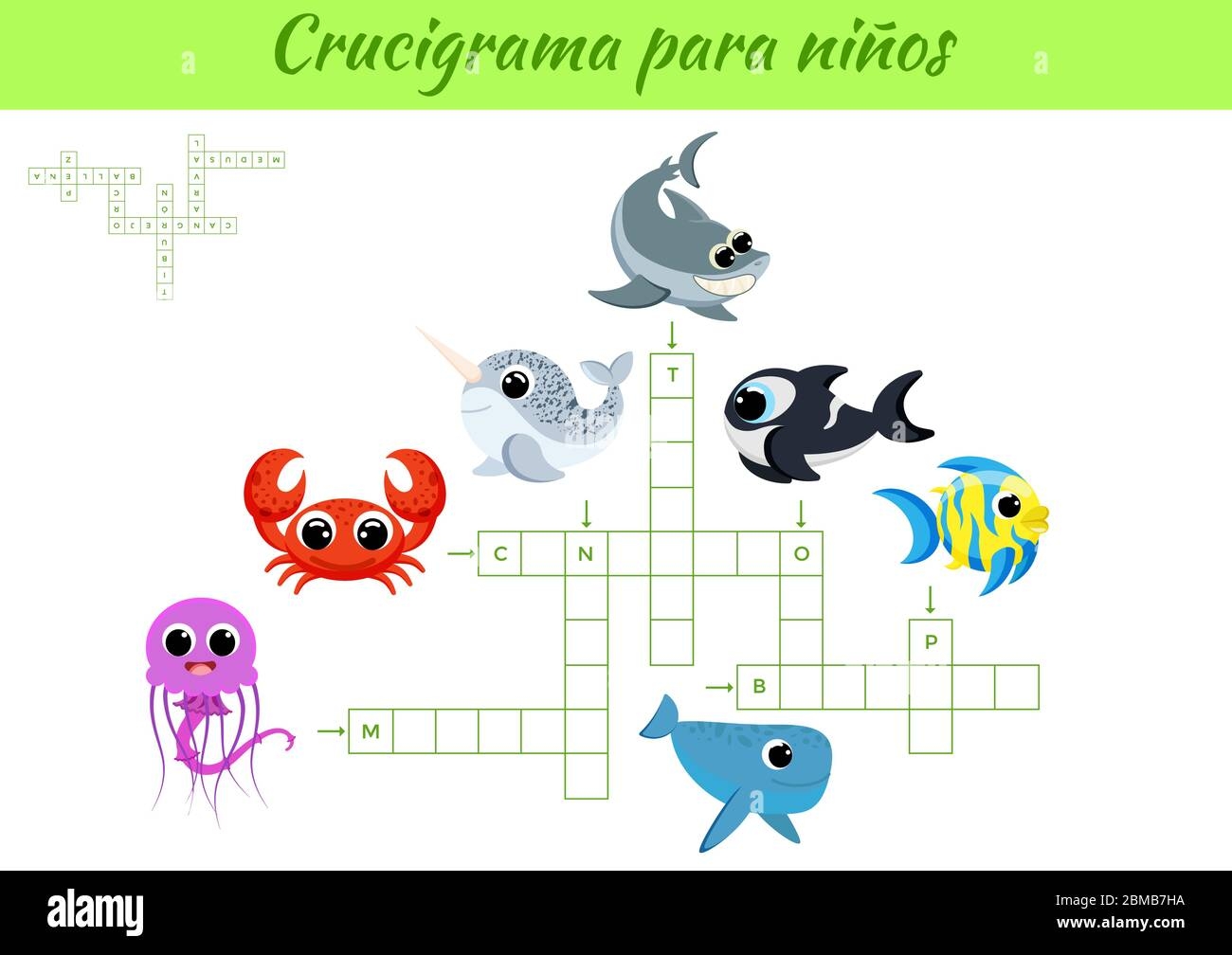 Crucigrama Para Ni os Crossword For Kids With Pictures Activity Worksheet Colorful Printable Version Educational Game For Study Spanish Words Stock Vector Image Art Alamy