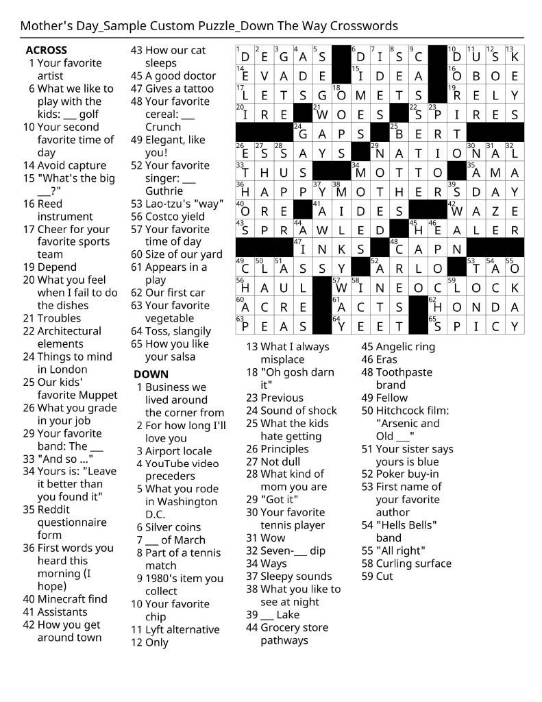 By Way Of Crossword
