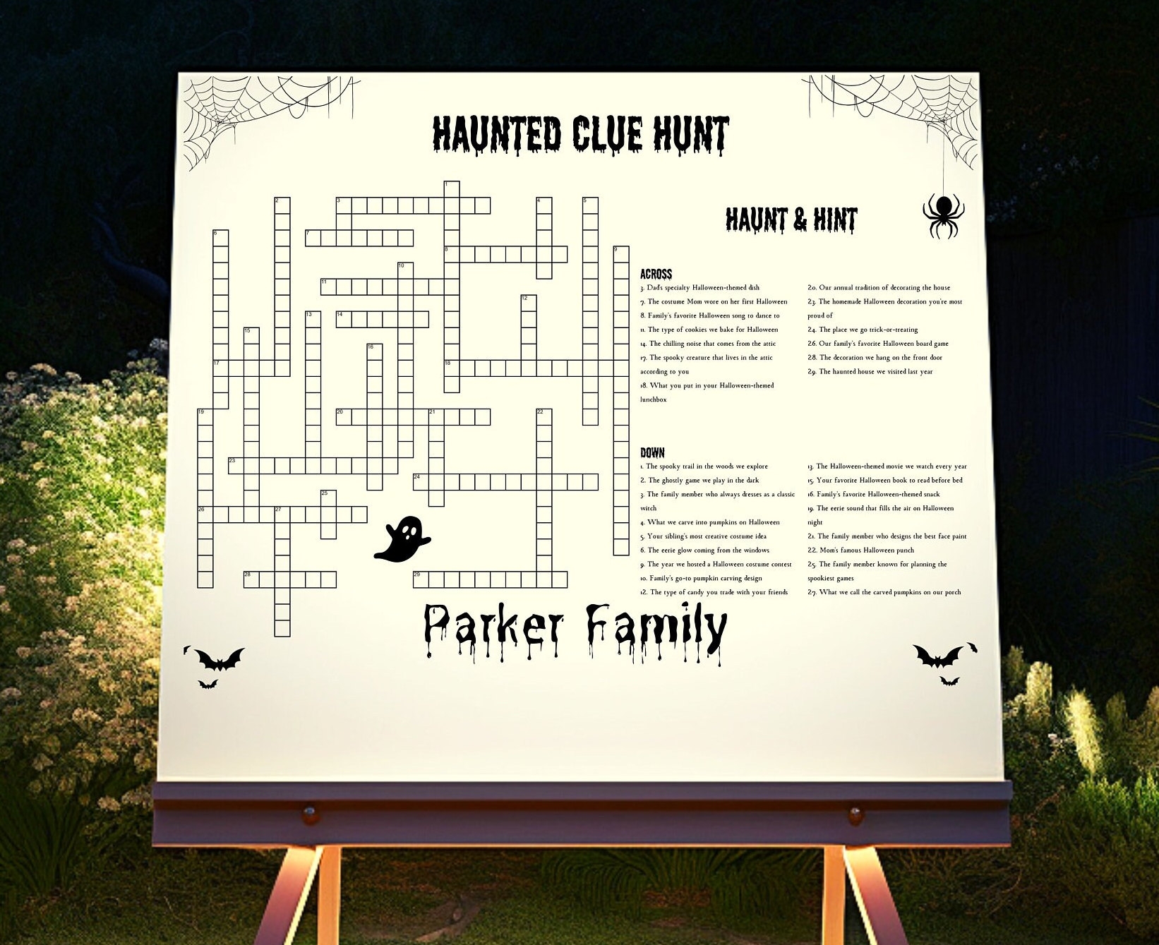 Custom Halloween Crossword Puzzle Family Activity digital Deliver Etsy