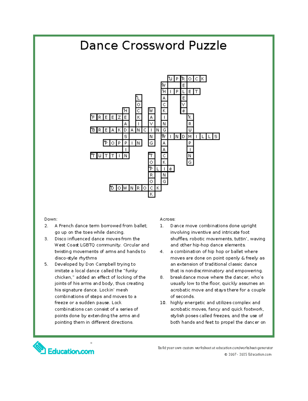 Dance Crossword Puzzle 1 Hip Hop Breakdance Terms Studocu Dance Crossword Puzzle 1 Hip Hop Breakdance Terms Studocu